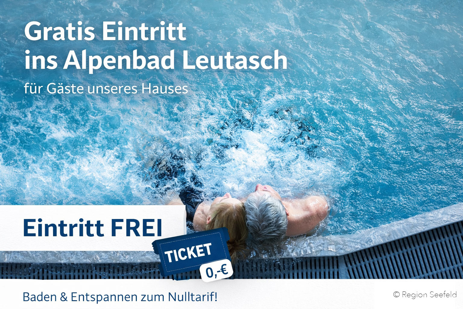 Kostenloser Eintritt fuer unsere Gaeste ins Alpenbad Leutasch